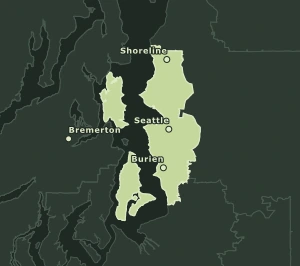Area Code 206 geographic coverage map