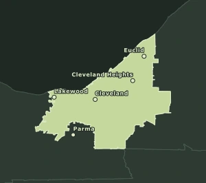 Area Code 216 geographic coverage map