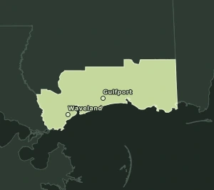 Area Code 228 geographic coverage map