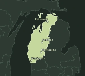 Area Code 231 geographic coverage map