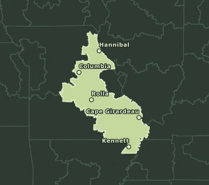Area Code 235 geographic coverage map