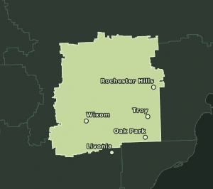 Area Code 248 geographic coverage map