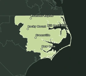 Area Code 252 geographic coverage map