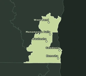 Area Code 262 geographic coverage map