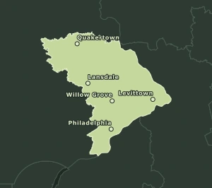 Area Code 267 geographic coverage map