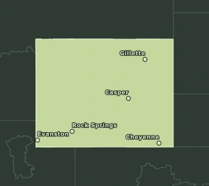 Area Code 307 geographic coverage map