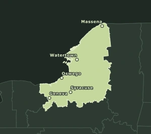 Area Code 315 geographic coverage map