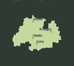 Area Code 316 geographic coverage map