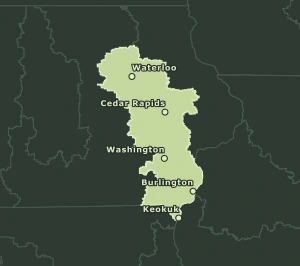 Area Code 319 geographic coverage map