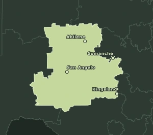 Area Code 325 geographic coverage map