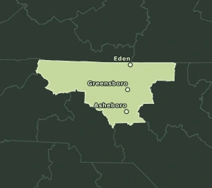 Area Code 336 geographic coverage map