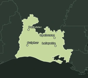 Area Code 337 geographic coverage map