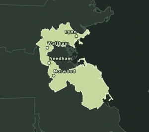 Area Code 339 geographic coverage map