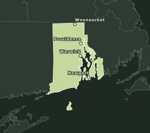 Area Code 401 geographic coverage map