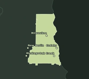 Area Code 414 geographic coverage map