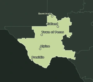 Area Code 432 geographic coverage map