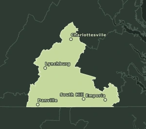 Area Code 434 geographic coverage map