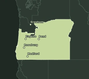 Area Code 458 geographic coverage map