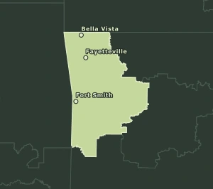 Area Code 479 geographic coverage map