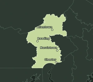 Area Code 484 geographic coverage map