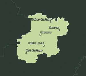 Area Code 501 geographic coverage map