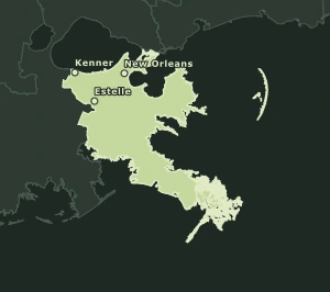 Area Code 504 geographic coverage map