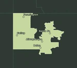 Area Code 505 geographic coverage map