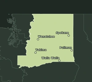 Area Code 509 geographic coverage map