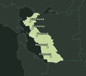 Area Code 510 geographic coverage map