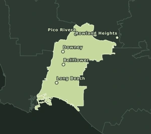 Area Code 562 geographic coverage map