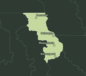 Area Code 563 geographic coverage map
