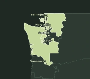 Area Code 564 geographic coverage map