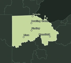 Area Code 567 geographic coverage map