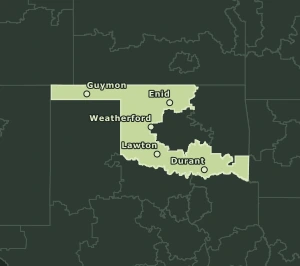 Area Code 580 geographic coverage map