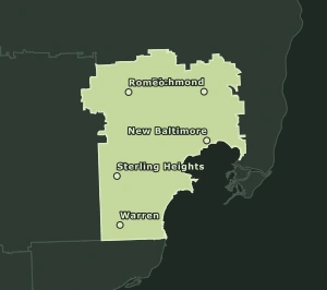 Area Code 586 geographic coverage map