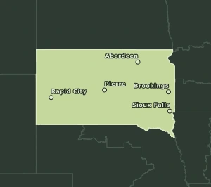 Area Code 605 geographic coverage map