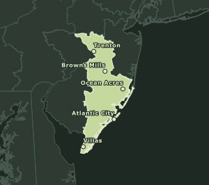 Area Code 609 geographic coverage map