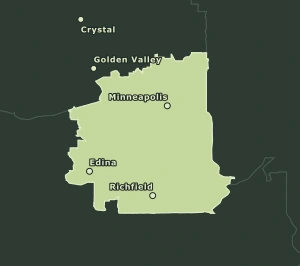 Area Code 612 geographic coverage map