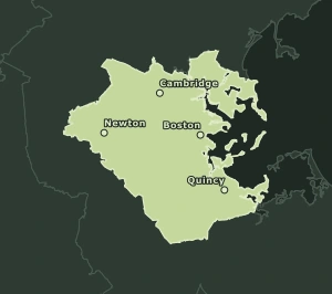 Area Code 617 geographic coverage map