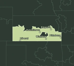Area Code 620 geographic coverage map