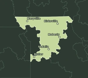 Area Code 660 geographic coverage map