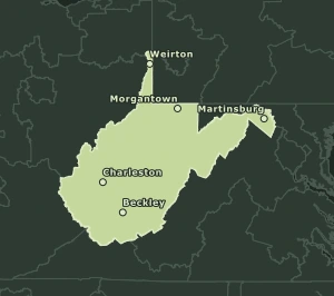 Area Code 681 geographic coverage map