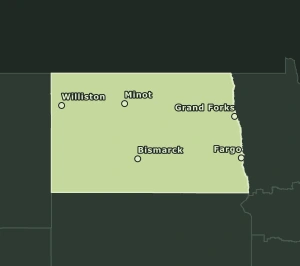 Area Code 701 geographic coverage map