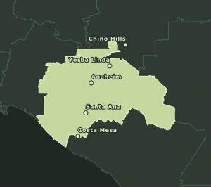 Area Code 714 geographic coverage map