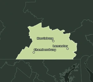 Area Code 717 geographic coverage map
