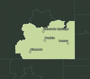 Area Code 719 geographic coverage map