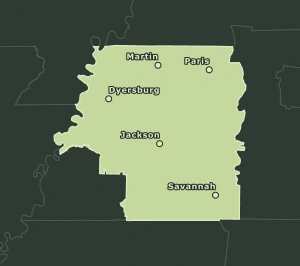 Area Code 731 geographic coverage map