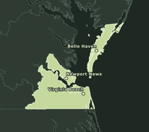Area Code 757 geographic coverage map