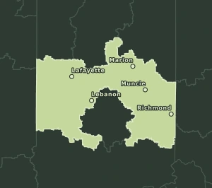 Area Code 765 geographic coverage map