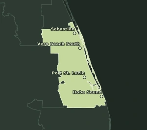 Area Code 772 geographic coverage map